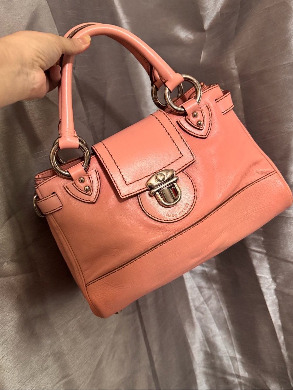 Marc Jacobs Pink Coral Leather Satchel Handbag